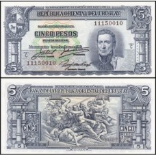 Uruguay Uruguai P-36b.5 S/Fe 5 Pesos 1939