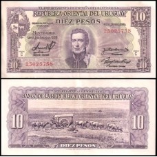 Uruguay Uruguai P-37c.2 Sob 10 Pesos L.1939 José Artigas