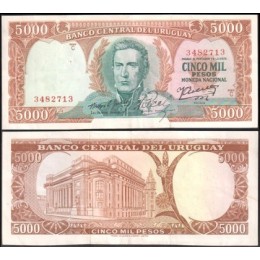 Uruguay Uruguai P-50b Sob 5.000 Pesos ND (1967) José Artigas