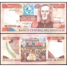 Uruguay Uruguai P-65a.3 Mbc 5.000 Nuevos Pesos ND (1983) Juan Antonio Lavalleja