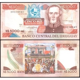 Uruguay Uruguai P-65a.3 Mbc 5.000 Nuevos Pesos ND (1983) Juan Antonio Lavalleja