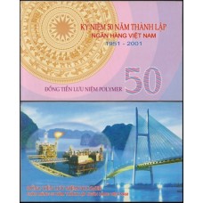 Viet Nam Vietnã P-118a Fe 50 Dông 2001 Polímero, no Folder Viet Nam Vietnã P-118a Fe 50 Dông 2001 Polímero, no Folder