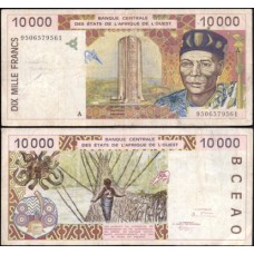W A S Costa do Marfim P-114Ac Bc 10.000 Francs 1995