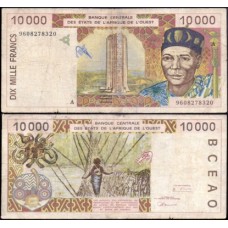 W A S Costa do Marfim P-114Ad Bc 10.000 Francs 1996