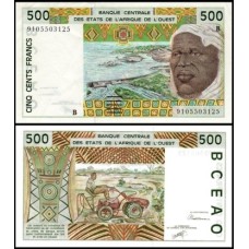W A S Benin P-210Ba Fe 500 Francs 1991 W A S Benin P-210Ba Fe 500 Francs 1991