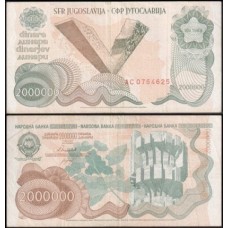 Yugoslavia Iugoslávia P-100a Mbc 2.000.000 Dinara 1989 Yugoslavia Iugoslávia P-100a Mbc 2.000.000 Dinara 1989